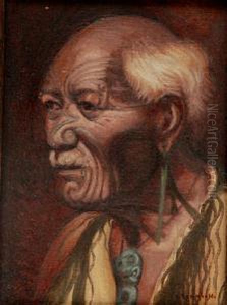 Portrait Of A Maori Chief Oil Painting by Vera Cummings