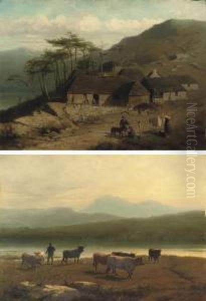 In De Hooglanden Van Schotland; 
And Ochtend In De Hooglanden Van Schotland: The Highlands Oil Painting by Conradyn Cunaeus