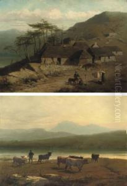 In De Hooglanden Van Schotland; 
And Ochtend In De Hooglanden Van Schotland: The Highlands Oil Painting by Conradyn Cunaeus