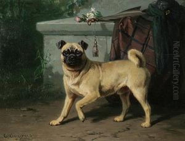 Pug Oil Painting by Conradyn Cunaeus