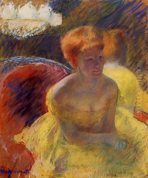 At The Theater Aka Lydia Cassatt Leaning On Her Arms Seated In A Loge Oil Painting by Mary Cassatt