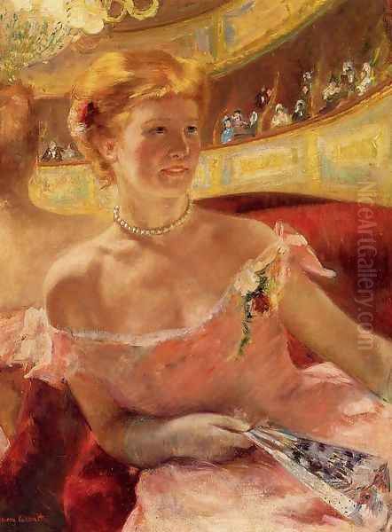 Woman In A Loge Oil Painting by Mary Cassatt