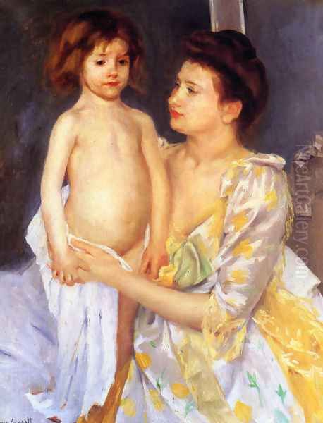 Jules Being Dried By His Mother Oil Painting by Mary Cassatt