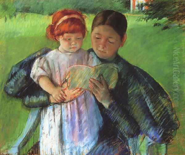 Nurse Reading To A Little Girl Oil Painting by Mary Cassatt