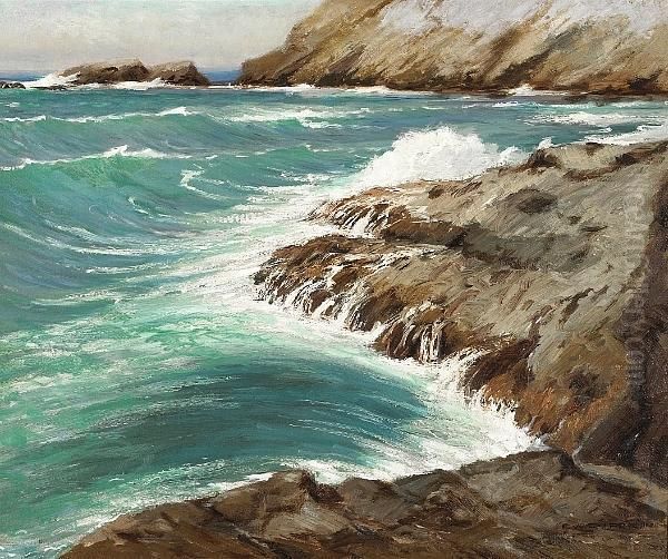 The In Rush, Laguna Beach, California Oil Painting by Frank William Cuprien