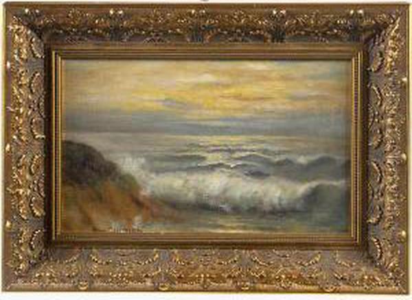 Crashing Surf At Sunset. Oil Painting by Frank William Cuprien