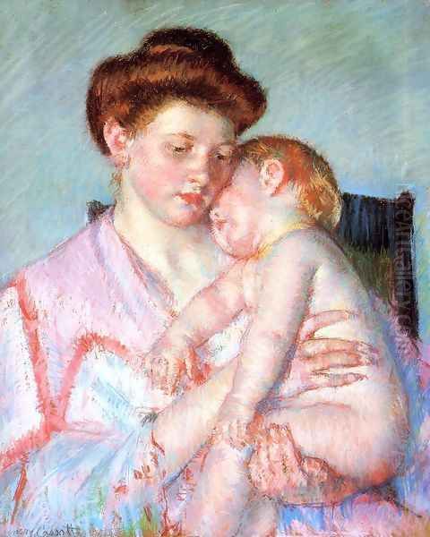 Sleepy Baby Oil Painting by Mary Cassatt