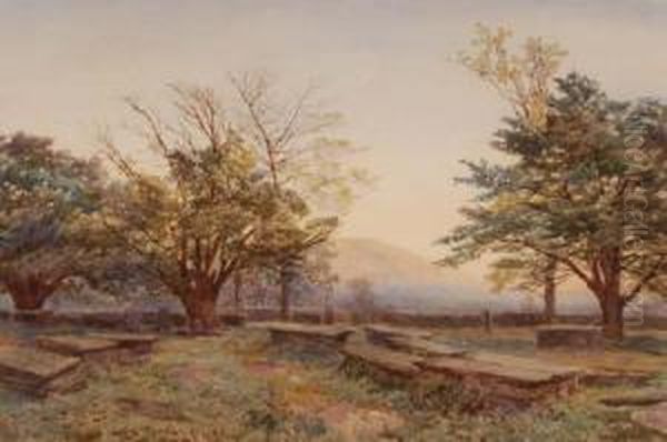 Old Churchyard Inbettwys Y Coed Oil Painting by James Jackson Curnock