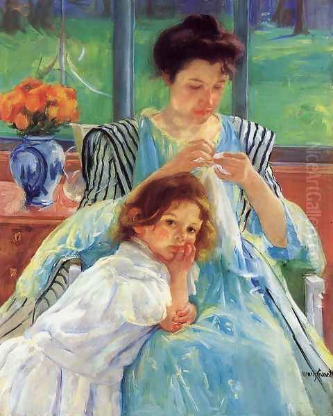 Young Mother Sewing Oil Painting by Mary Cassatt