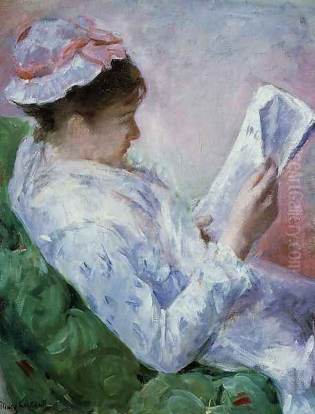 Woman Reading Oil Painting by Mary Cassatt