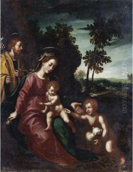 Sacra Famiglia Con San Giovannino Oil Painting by Francesco Curradi