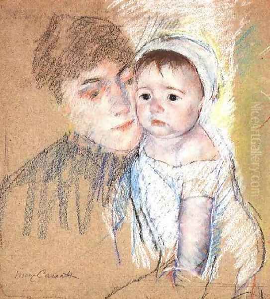 Baby Bill In Cap And Shift Oil Painting by Mary Cassatt