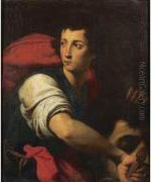 David Et La Tete De Goliath Oil Painting by Francesco Curradi