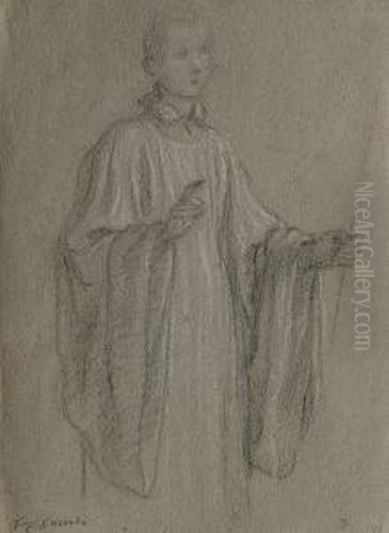 Portrait Of A Cloaked Boy Turned To The Right, Holding A Candle Oil Painting by Francesco Curradi