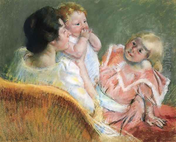 Mother And Children Oil Painting by Mary Cassatt