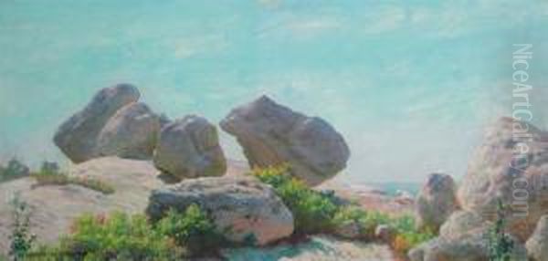 Boulders On Bear Cliff (the Conference) Oil Painting by Charles Curran