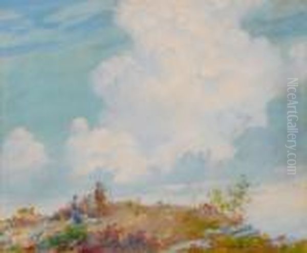 Pink Cloud Over Mountain Oil Painting by Charles Curran