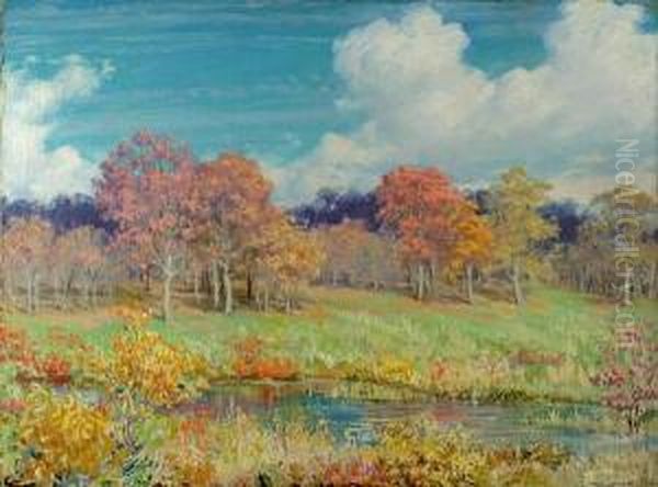 Fall Landscape Oil Painting by Charles Curran