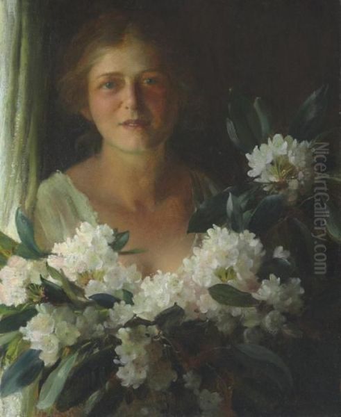 Rhododendrons Oil Painting by Charles Curran