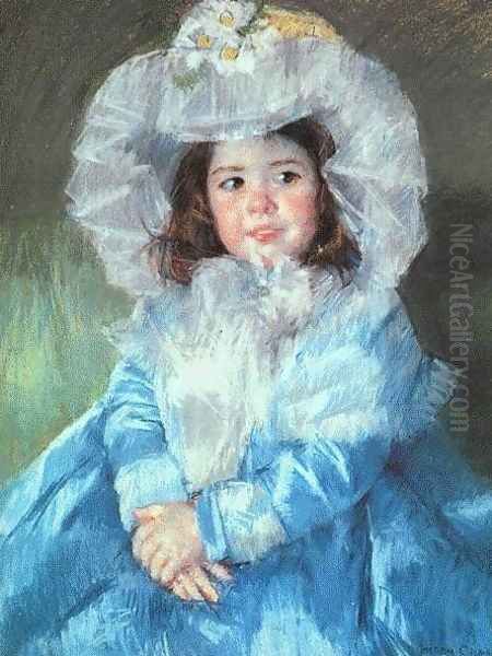 Margot In Blue Oil Painting by Mary Cassatt