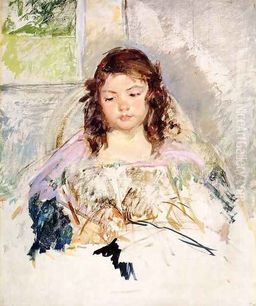 Sketch for 'Francoise in a Round-Backed Chair, Reading' or 'A Girl in Pink' c.1908 Oil Painting by Mary Cassatt