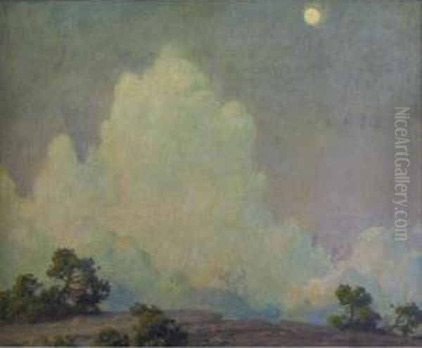 Evening Cloud And Rising Moon Oil Painting by Charles Curran