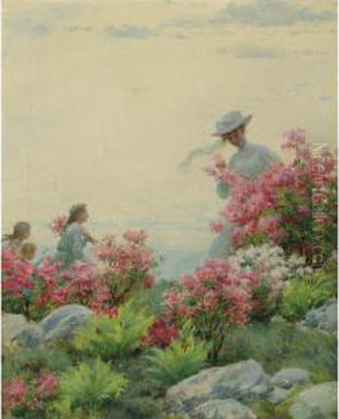 Among The Wild Azaleas Oil Painting by Charles Curran