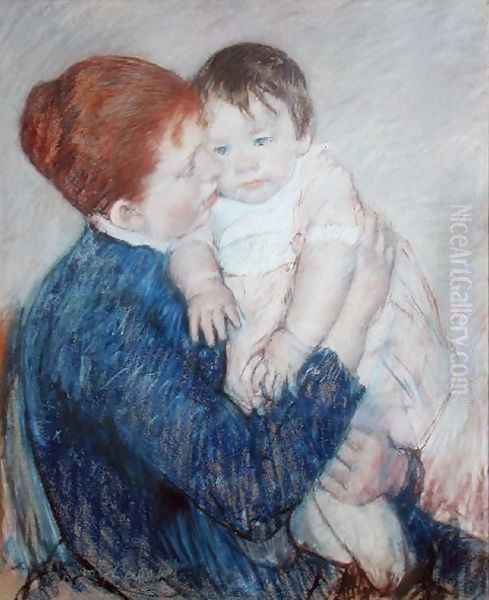 Agatha and Her Child, 1891 Oil Painting by Mary Cassatt