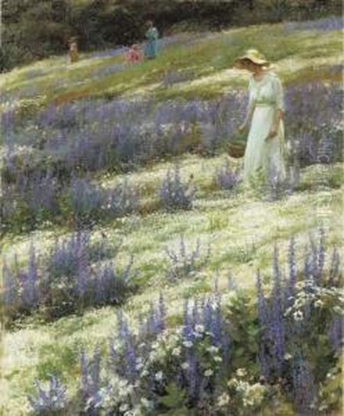 Ladies On A Hill Oil Painting by Charles Curran