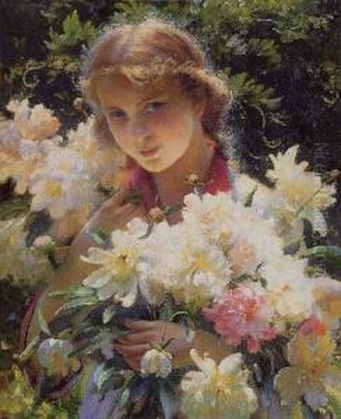 Peonies Oil Painting by Charles Curran