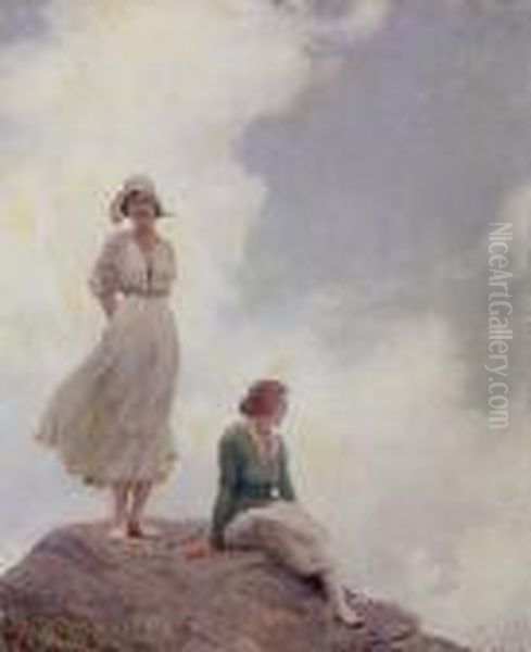 The Boulder Oil Painting by Charles Curran