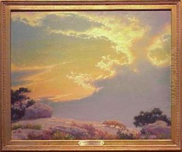 The Cliff - Sunset Oil Painting by Charles Curran