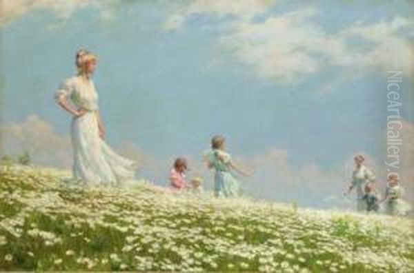 Summer Oil Painting by Charles Curran