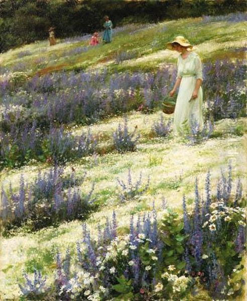 Ladies On A Hill Oil Painting by Charles Curran