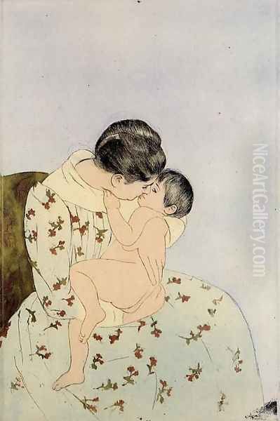 The Kiss Oil Painting by Mary Cassatt