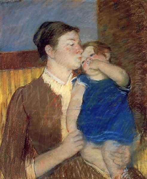 Mothers Goodnight Kiss Oil Painting by Mary Cassatt