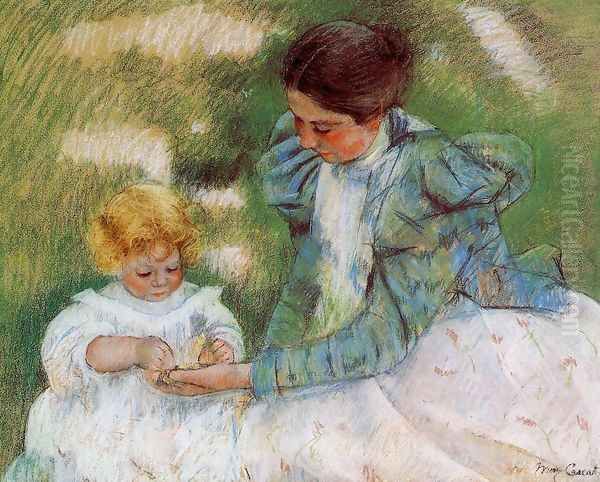 Mother Playing With Her Child Oil Painting by Mary Cassatt