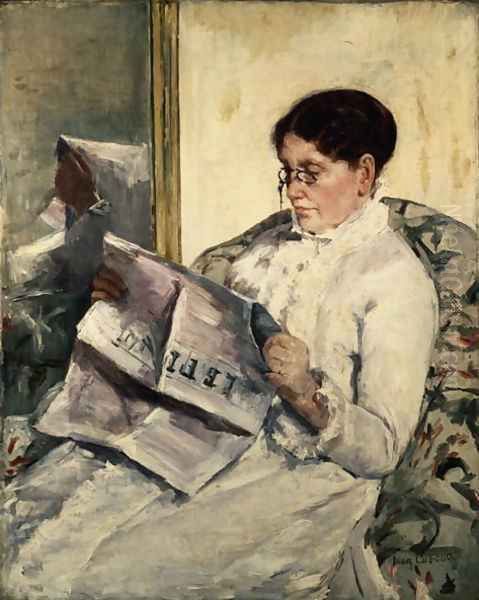 Reading Le Figaro, 1878 Oil Painting by Mary Cassatt