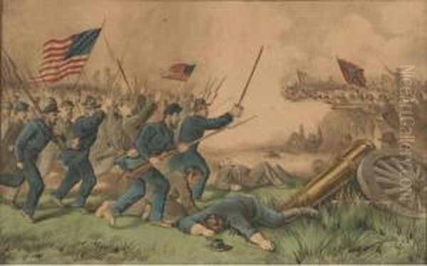 Battle Of Jonesboro Oil Painting by Edward Wilson Currier