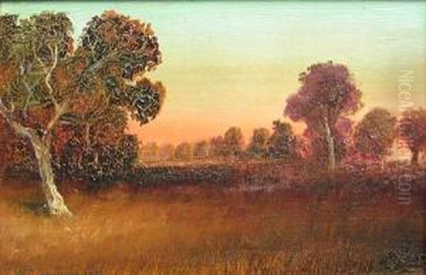 Meadow At Sunset Oil Painting by Edward Wilson Currier