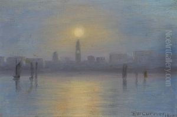 Ferry Building At Dusk, San Francisco Oil Painting by Edward Wilson Currier