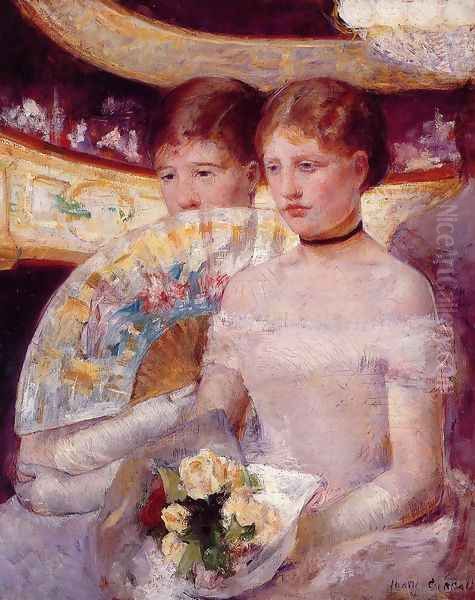 Two Women In A Theater Box Oil Painting by Mary Cassatt