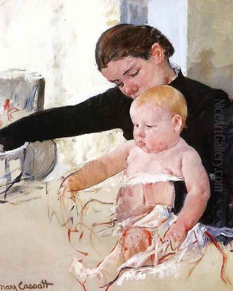 Bathing The Young Heir Oil Painting by Mary Cassatt