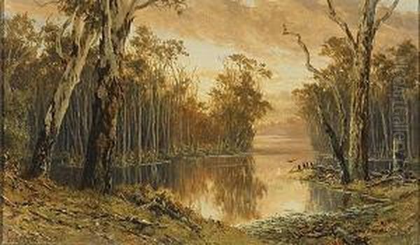 Head Of North Arm, Gippslandlakes Oil Painting by James Waltham Curtis