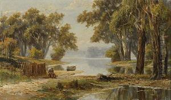 On Lake Tyers Oil Painting by James Waltham Curtis