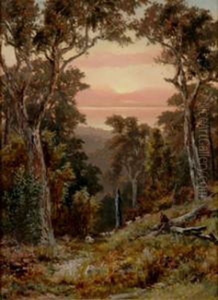 Settler On The Mitta Mitta Oil Painting by James Waltham Curtis