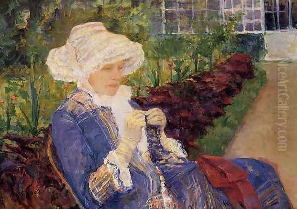 The Garden Oil Painting by Mary Cassatt