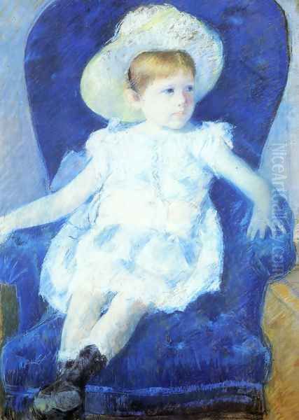 Elsie In A Blue Chair Oil Painting by Mary Cassatt