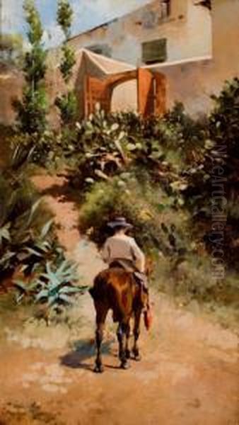 La Vuelta Al Cortijo Oil Painting by Josep I Cusachscusachs