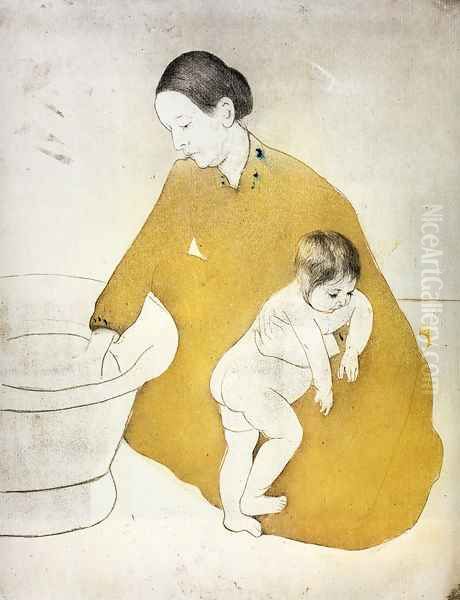 The Bath Oil Painting by Mary Cassatt